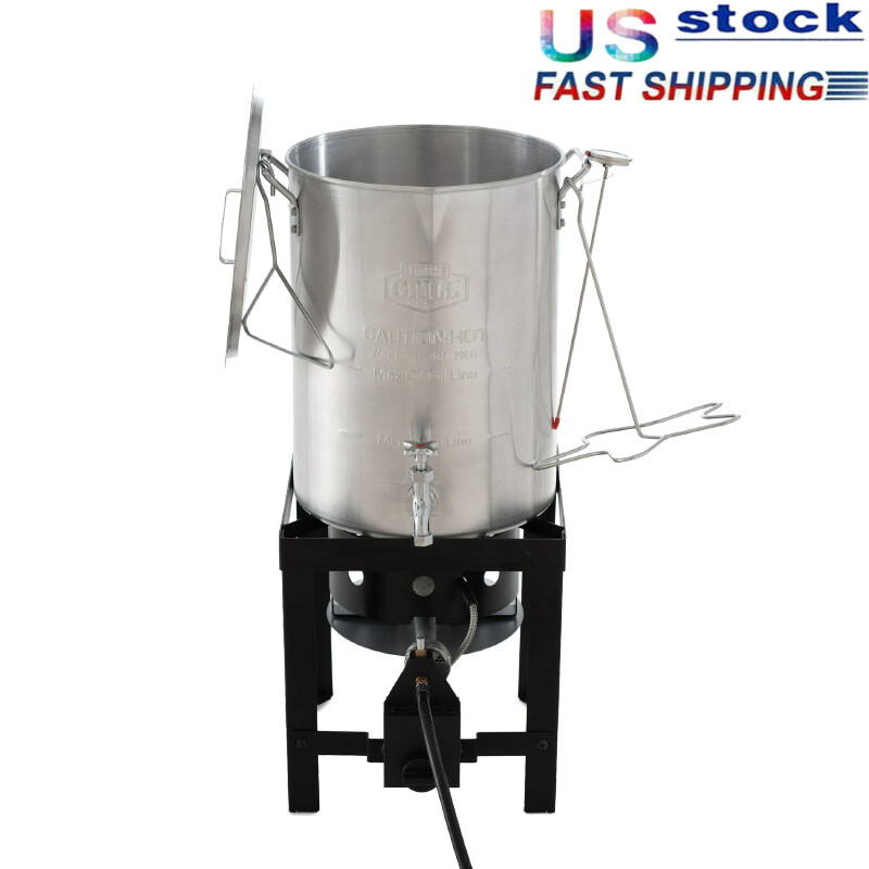 30qt Deep Turkey Fryer with Spigot Outdoor Gas Propane Stock Pot Burner