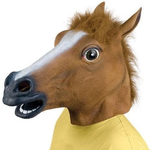 Horse Head Mask Animal Rubber Party Cosplay Costume Adult Halloween Accessory - Picture 5 of 24