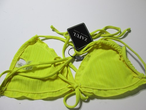 NWT Zaful Womens Size 8 Bikini Top Yellow Triangle Lined Crossback Swimwear - Picture 2 of 5