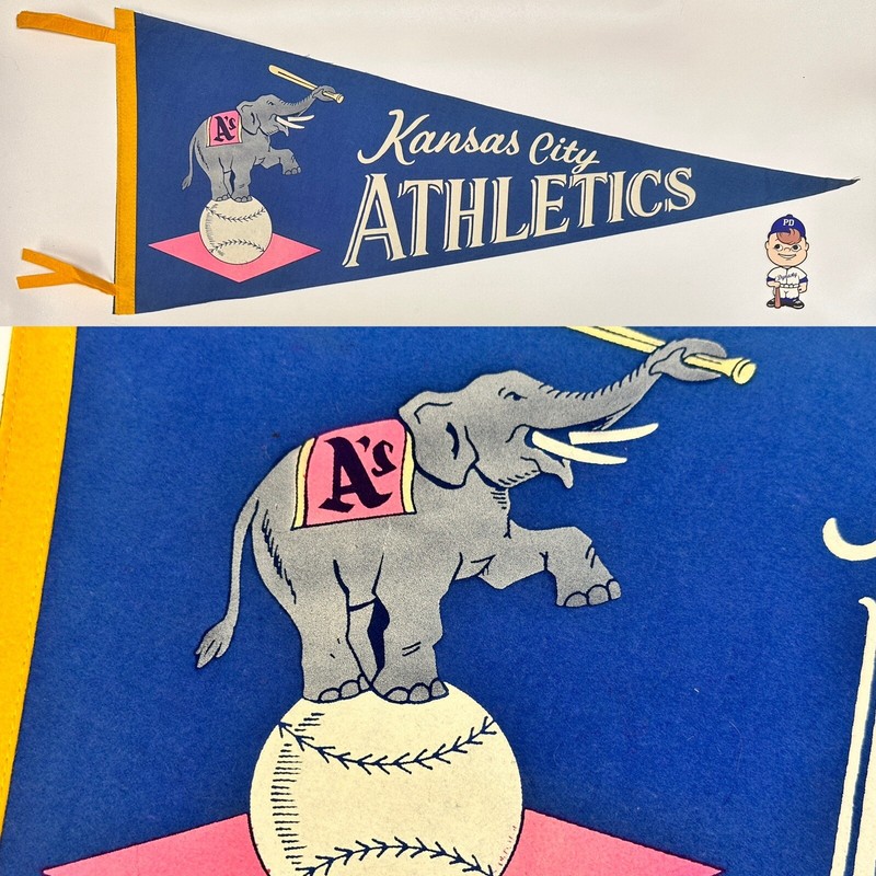1950's Kansas City Athletics KC  Pennant Mlb Baseball 12x29.75 Inch