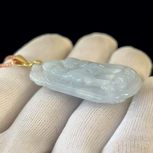 VTG Green Jade Translucent Pendant 925 Silver Gold-wash Necklace, marked '925' - Picture 5 of 11