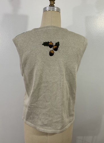 Fall Vest Embroidered Sweater Autumn Medium - Picture 6 of 9