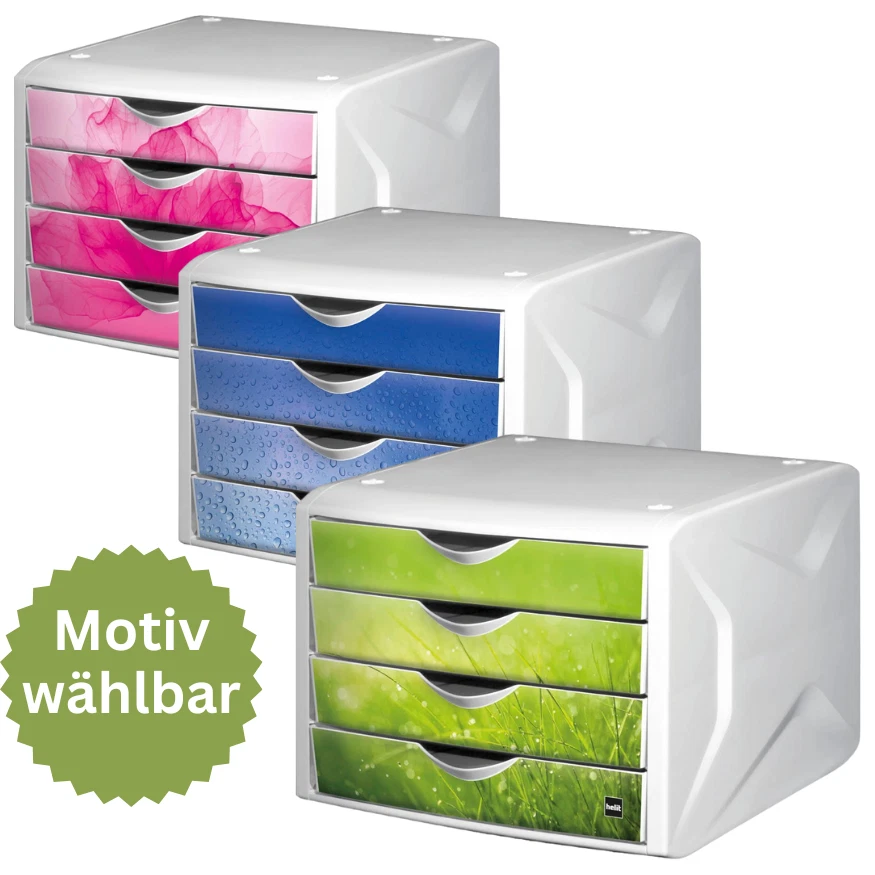 helit Schubladenbox Fächerbox Briefablage Box A4 Ablage 4-tlg "the chameleon"