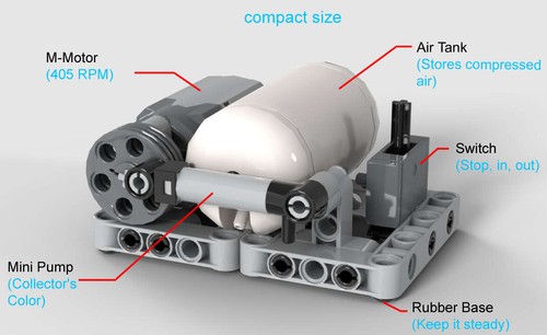 LEGO Pneumatic COMPRESSOR (air,tank, mini,pump,switch,motor,hose,car,technic) - Picture 2 of 6