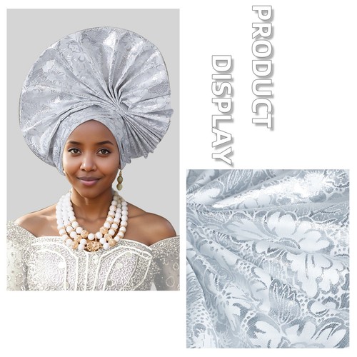 Gorra musulmana africana mujer nigeriana boda fiesta envoltura sombrero gele automático corbata - Imagen 10 de 40