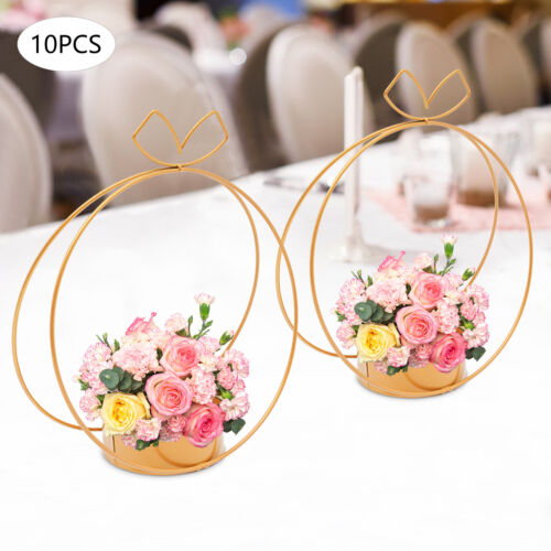 10Pcs Wedding Centerpieces Party Decor Metal Geometric Gold Centerpiece - Picture 1 of 15