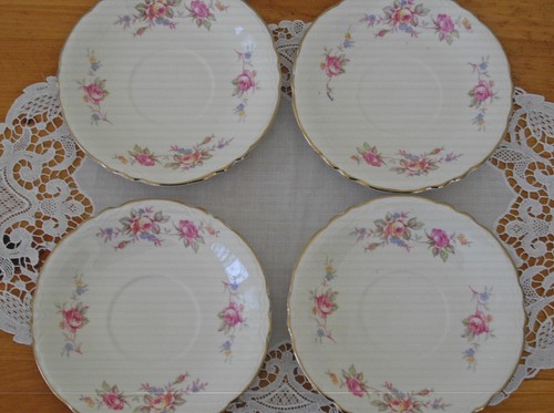 Vintage Homer Laughlin rosa & gelbe Rosen Teetassen + Untertassen K 46 N8 ~ 4er Set ~ - Bild 7 von 19