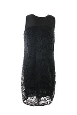 Inc International Concepts New Black Pleather-Trim Lace Dress 8 $159