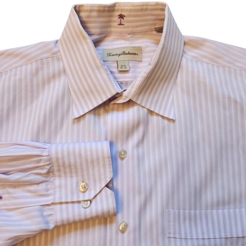 TOMMY BAHAMA Mens 16.5 36/37 Striped Dress Shirt Long Sleeve Button Up Cotton
