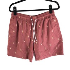 Trunks Surf  Swim Co Mens Quick Dry Swim Shorts Elastic Waist Drawstring Red M