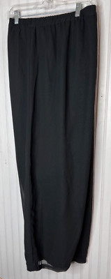 Ulla Popken Womens STRAIGHT PANT 32 34 P Black Chiffon Lined Dress Holiday NWOTS