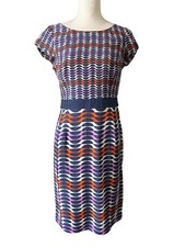 Boden Womens Dress  Silk Blend Sheath Striped Geometric Size 6L Multicolor