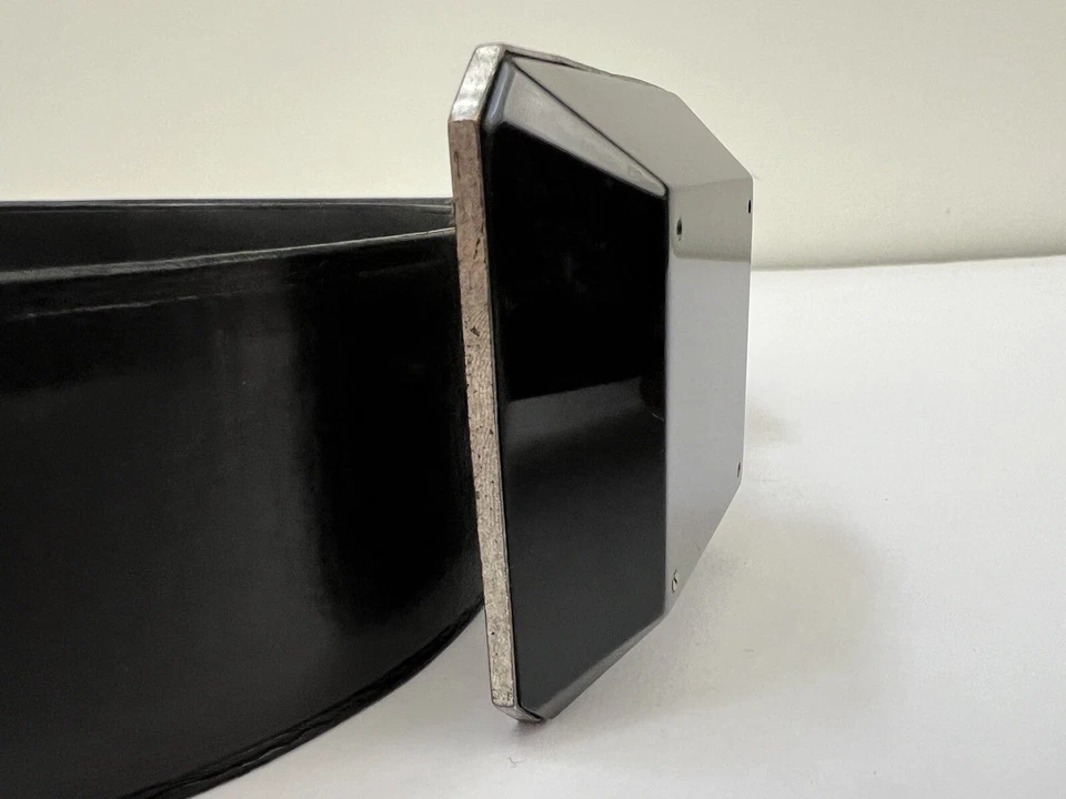 Auténtico cinturón de cuero negro Lanvin para mujer forma geométrica 32-36 pulgadas Foto 2 de 4