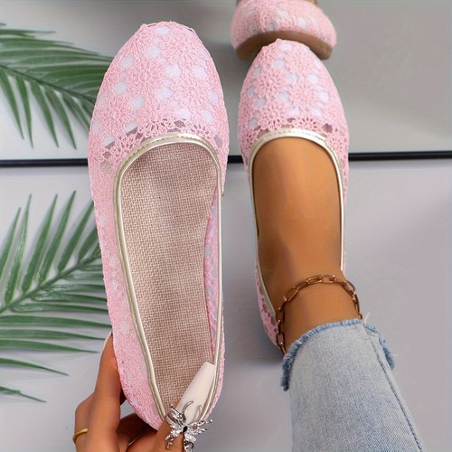 Damen-Ballets mit Blumenmuster und Blumenmuster, Slipper weiche Sohle atmungsaktiv bequem, - Bild 6 von 14