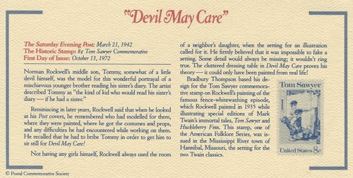 VINTAGE First Day of Issue US postage Norman Rockwell - Devil May Care 8 cent - Picture 2 of 2