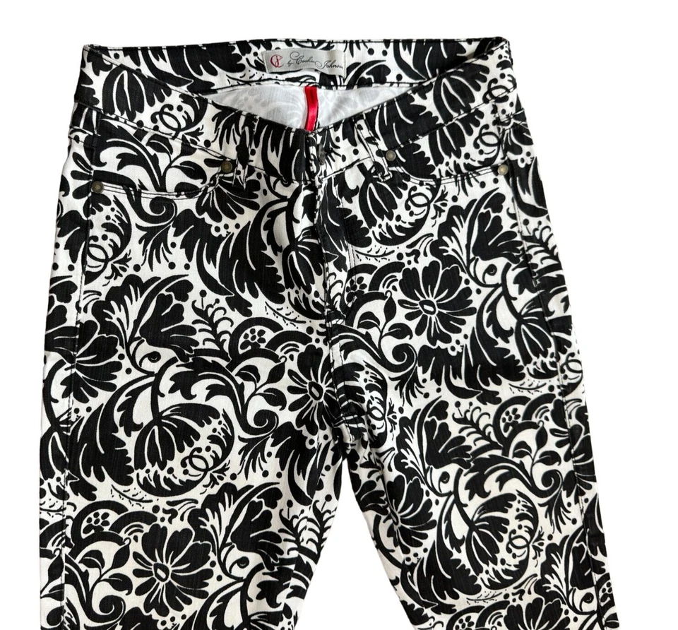 PANTALONES LEGGING PAISLEY ESTAMPADO FLORAL TALLA 27 COOKIE JOHNSON NEGRO BLANCO MUJER Foto 2 de 4