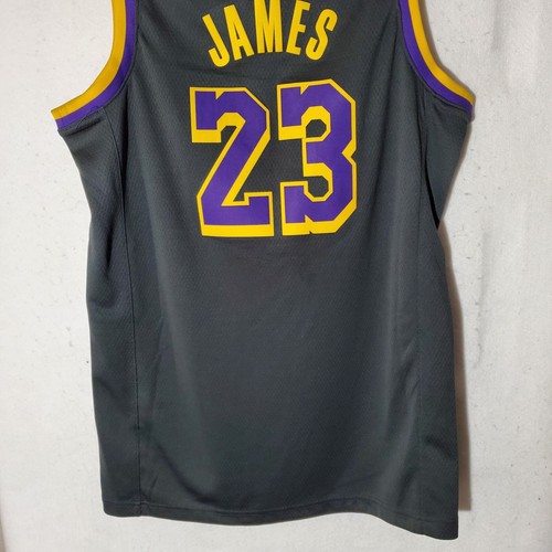Nike Lakers LeBron James City Edition Swingman Authentic Jersey Men Small Grey - Picture 11 of 15
