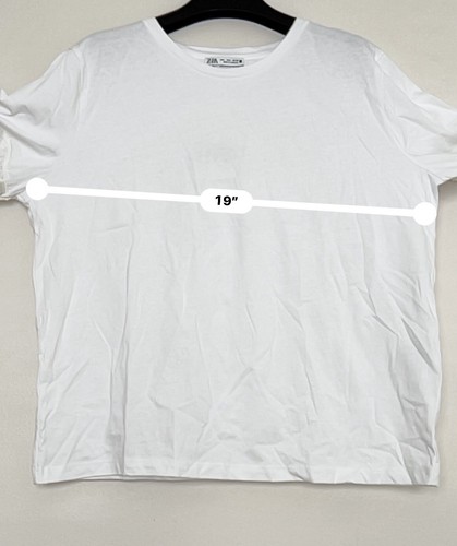 Zara Women’s Trimmed Cotton Top T-Shirt Short Sleeve Round Neck White Large NWT - Picture 3 of 16
