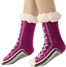 Graphic Slipper Socks for Women  Cozy Thick Fuzzy Socks Warm Winter Christmas