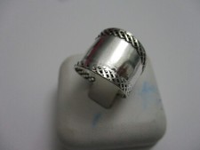 Sterling Silver wide ring twisted edges smooth body solid 925 silver size 8