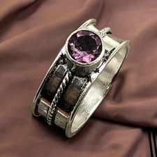 925 Sterling Silver Natural Amethyst February Birthstone Ring All Size Gift DP