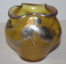 Antique Art Glass Vase with Floral Silver Overlay – Loetz