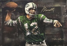 Joe Namath Jets Signed Stephen Holland Painted Giclee Canvas /99 OA Online Coa