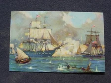 U.S.F. CONSTITUTION - IN HARBOR OF TRIPOLI - POST CARD - GORDON GRANT PAINTING