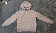 Polo Ralph Lauren Double Knit Tech Full Zip Hoodie GRAY Boys Sz L 14/16
