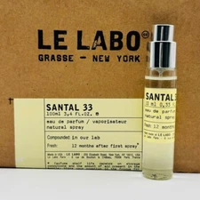 Le Labo SANTAL 33 Eau De Parfum Travel Size Spray 10ml/0.33oz - Authentic Parfum