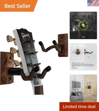 Stylish Guitar Wall Mount 2 Pack - Black Walnut Hangers for Acoustic & Electric