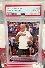 IVAN RODRIGUEZ World Series 2023 Topps Now #1046 PURPLE 9/25 Rangers PSA 10 GEM