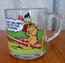 Jim Davis Garfield Vintage 1980 McDonald’s Colorful Glass Coffee Mug Made In USA