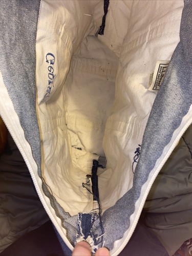 High Pocket 90s LL Bean Boat And Tote Gardening Utility Canvas Bag Denim Blue - Picture 9 of 14
