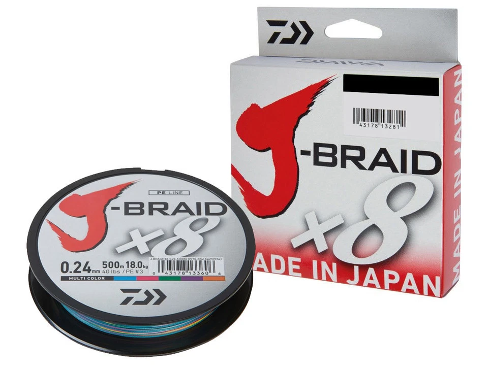 Daiwa J-Braid X8 300m Ligne Tressée Multicolore Fabriqué au Japon - Photo 1/1