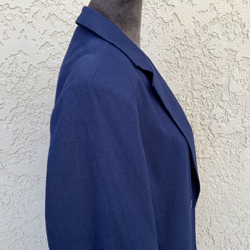 Chadwick's Of Boston Linen Blend Size 14 Navy Blue Blazer Pockets Lined - Picture 7 of 20