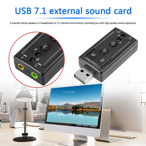 7.1 External PC USB Sound Card 3.5mm AUX Headphone Microphone Audio Adapter - Picture 4 of 6