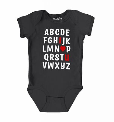 I Heart U ABC's Love You Baby Bodysuit Valentines Infant Cotton Romper