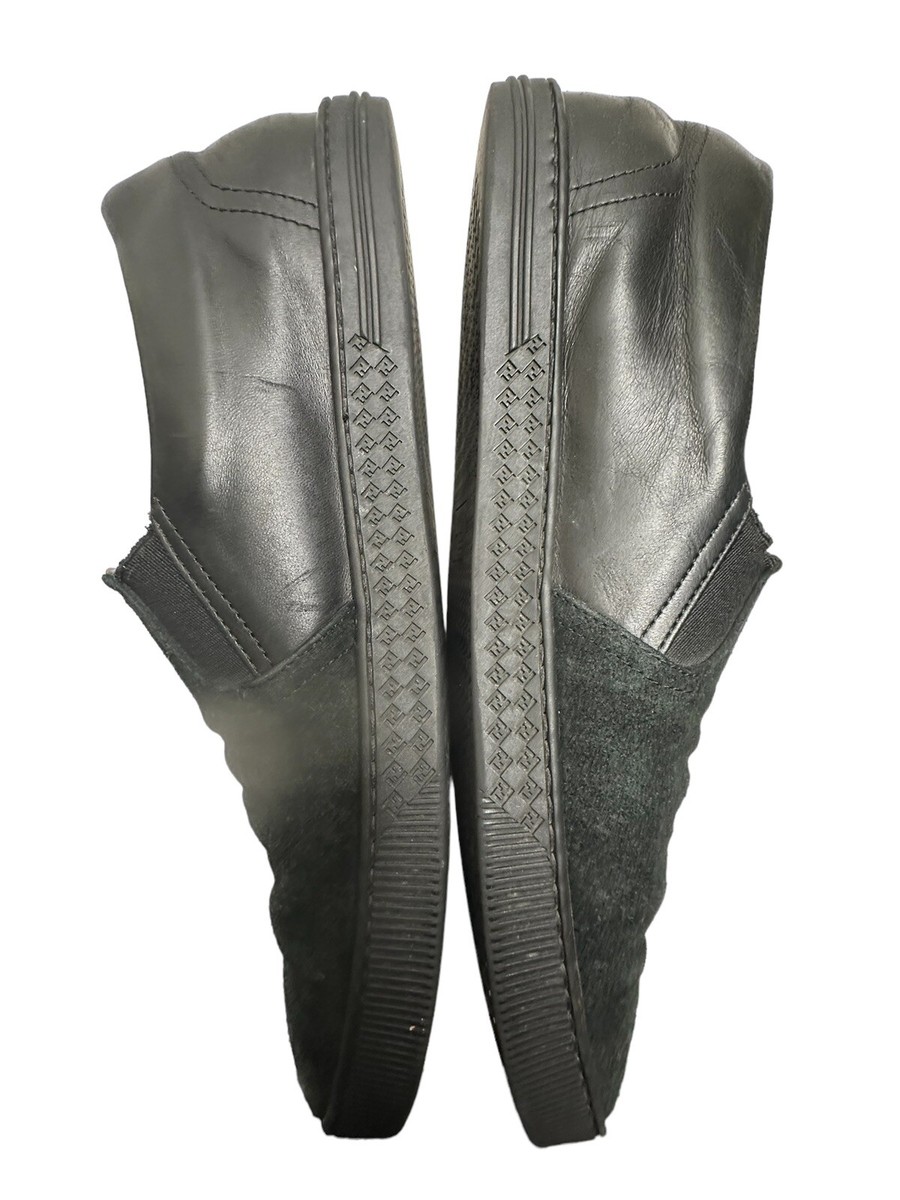 FENDI Monogram Black FF Logo Print Suede Leather Low Top  display picture 3