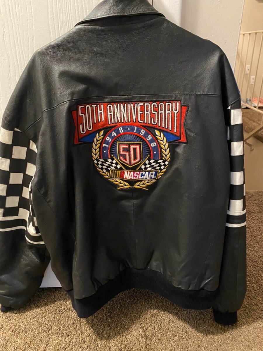 NASCAR 50th Anniversary 1998 Jeff Hamilton Leather Race Jacket