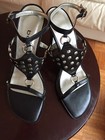 Bebe “Ida” Black Leather Silver Studded Sandals – New In Box – Size 7 — photo 2