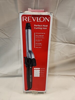 Revlon Perfect Heat Ceramic Curling Iron for Silky Smooth Curls (1 in) CIB Nice