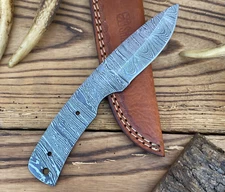 CUSTOM HANE FORGED Damascus Steel Kit Blank Blade Knife Making Supplies W/Sheath