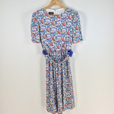 VINTAGE City Line womens dress size 8 fit flare multicolour floral belt 077439