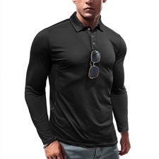 Men's Long Sleeve Slim Fit Polo Shirts Summer Shirts Casual Golf Shirt