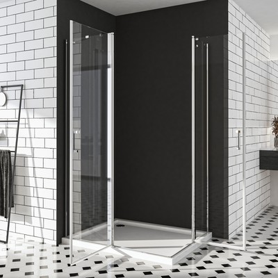 Eckdusche Mit Pendeltüren 80x80 Cm – Rahmenlos Aus 6 Mm ESG Glas, Nanobeschichtung, Barrierefrei