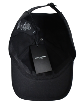🆕️NEW Authentic SAINT LAURENT SL LOGO Black COTTON BASEBALL CAP