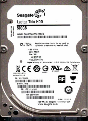ST500LT012, 1DG14-566, F/W: 0001SDM1 WU W3PD SEAGATE SATA 500GB | eBay