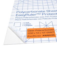 Polycarbonate Plastic Sheet 12" X 12" X 0.030" 1/32" Exact with EasyRuler Film