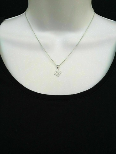 0.5ct Round Moissanite M Initial Pendant With 18" Chain 14KYellow Gold Plated - Picture 3 of 9